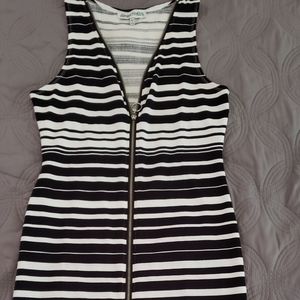 Black and White Zip Front Dress